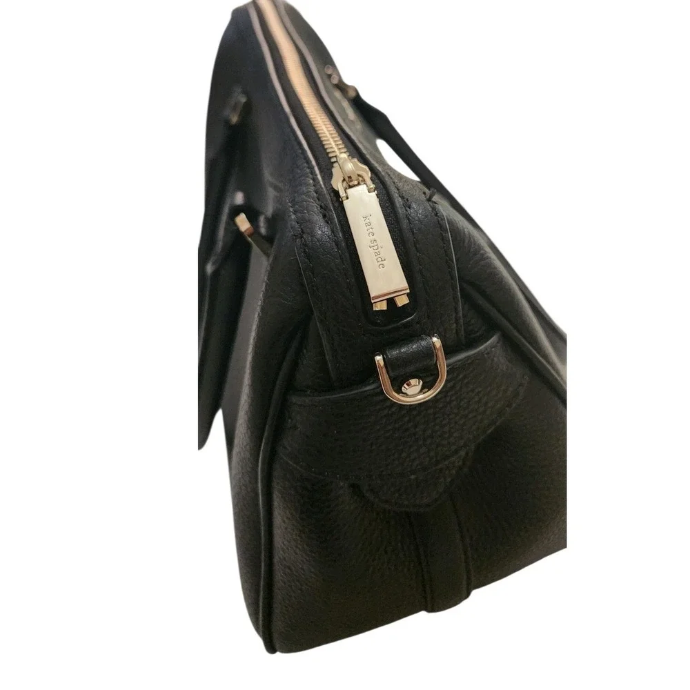 Kate Spade New York Black Pebbled Leather Satchel Gold Hardware Handbag Mimi